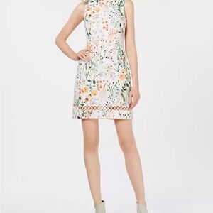 Calvin Klein Floral Printed Eyelet A-Line Dress